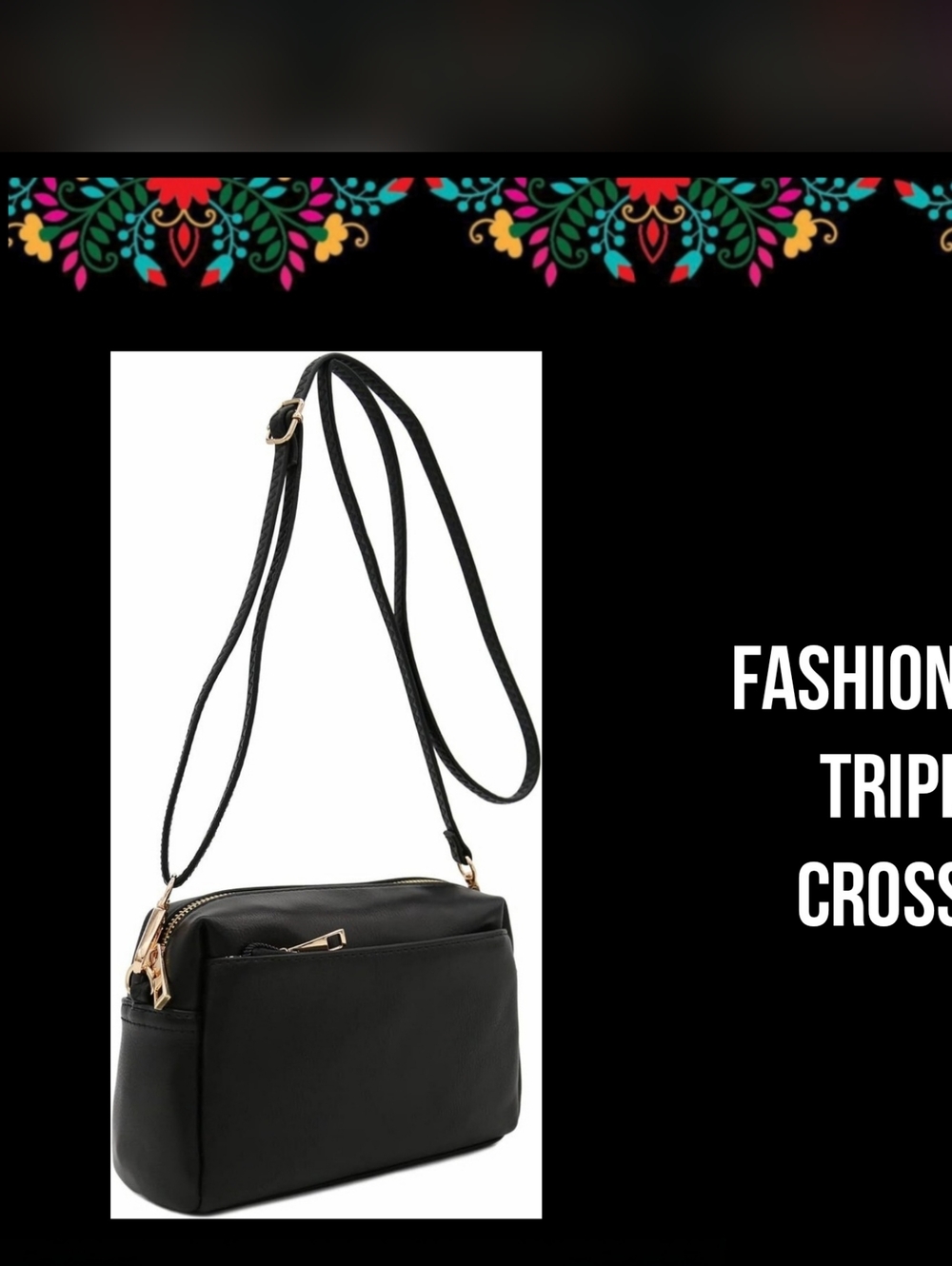 NWT | FASHION PUZZLE | TRIPLE ZIPPER CROSSBODY